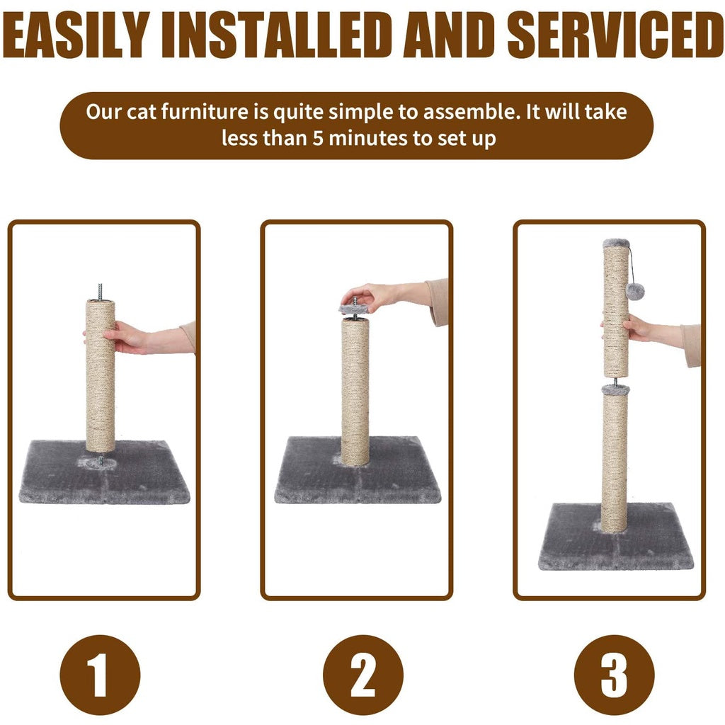 88cm Tall Cat Scratching Post / Pole (Dark Grey)