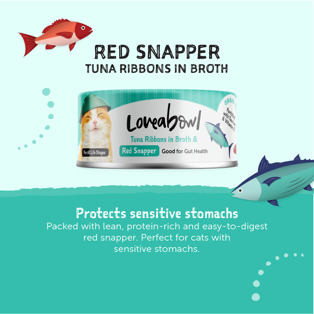 [24 Cans] Loveabowl Tuna Ribbons In Broth With Red Snapper 70g