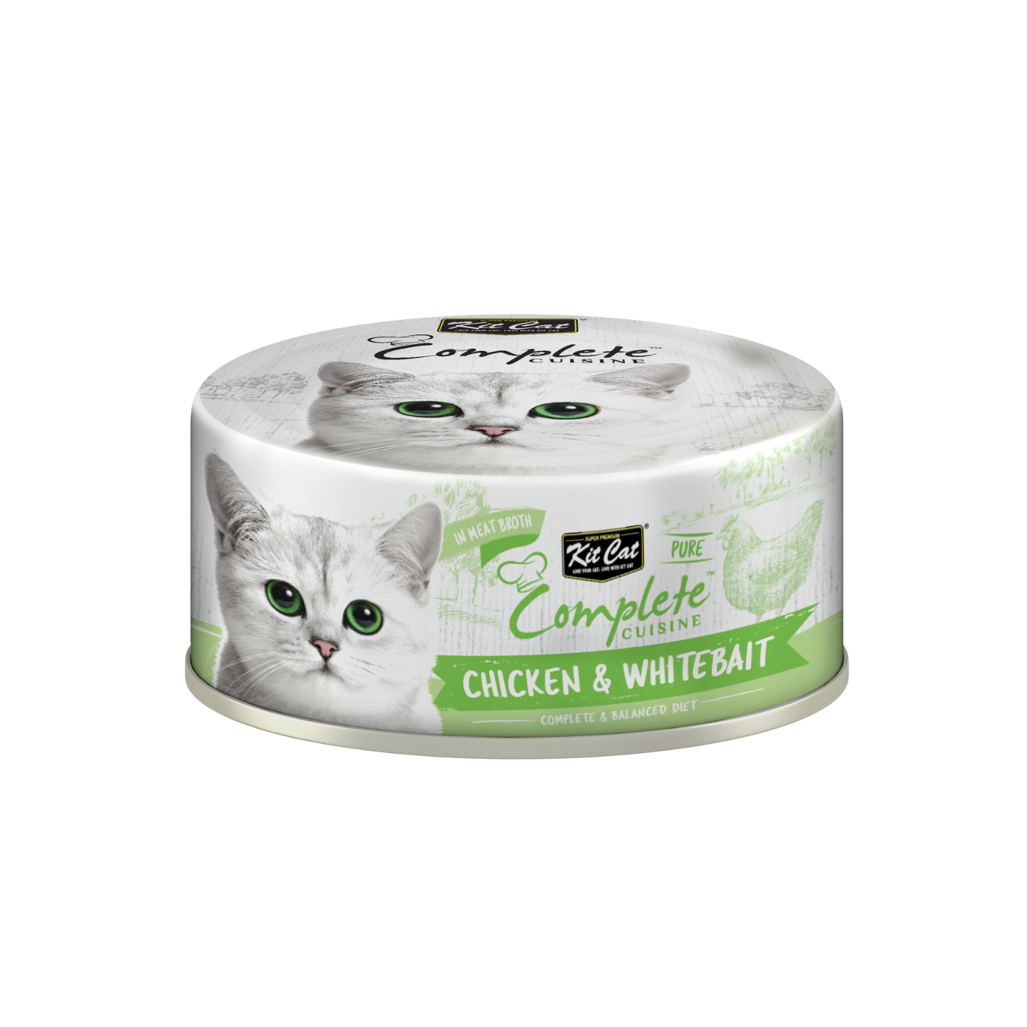 [24 Cans] Kit Cat Complete Cuisine Chicken & Whitebait 70g