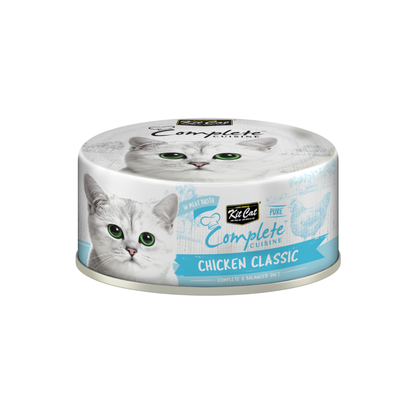 [24 Cans] Kit Cat Complete Cuisine Chicken Classic 70g
