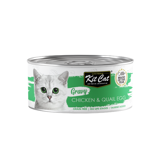 [24 Cans] Kit Cat Gravy Chicken & Quail Egg 70g