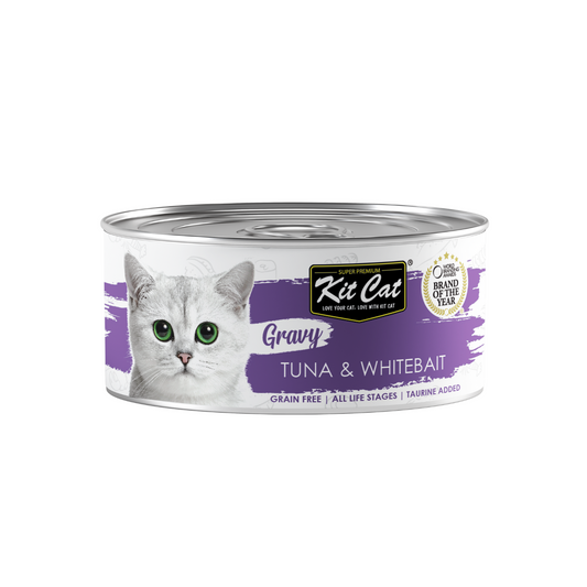 [24 Cans] Kit Cat Gravy Tuna & Whitebait 70g