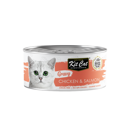 [24 Cans] Kit Cat Gravy Chicken & Salmon 70g