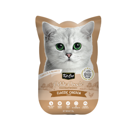 [24 Packs] Kit Cat Petite Pouch Classic Chicken In Aspic 70g