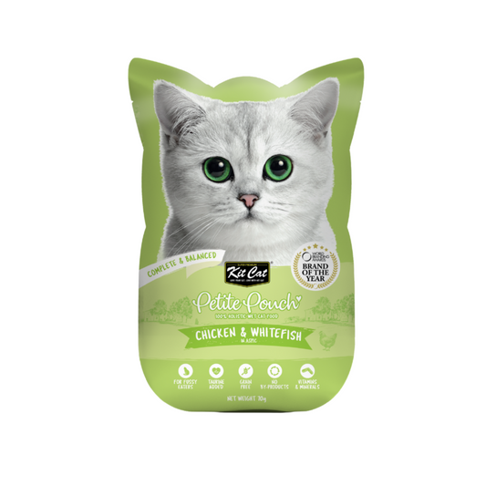 [24 Packs] Kit Cat Petite Pouch Chicken & Whitefish In Aspic 70g