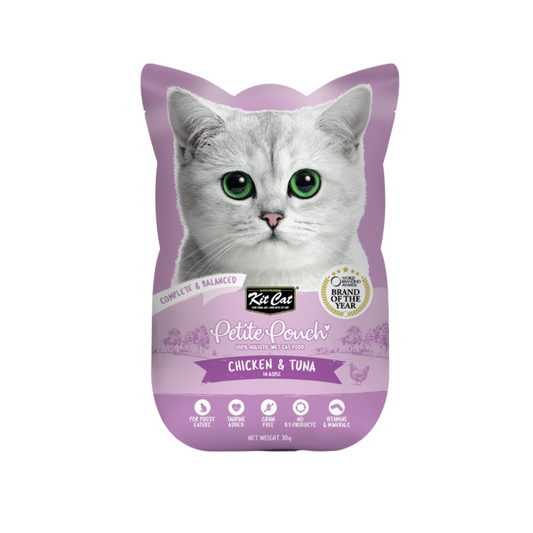 [24 Packs] Kit Cat Petite Pouch Chicken & Tuna In Aspic 70g