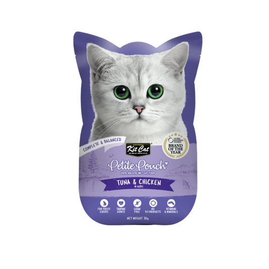 [24 Packs] Kit Cat Petite Pouch Tuna & Chicken In Aspic 70g
