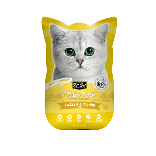 [24 Packs] Kit Cat Petite Pouch Chicken & Salmon In Aspic 70g
