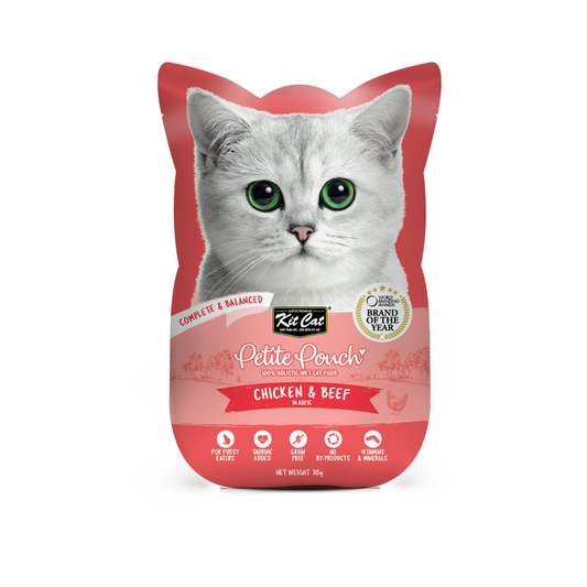 [24 Packs] Kit Cat Petite Pouch Chicken & Beef In Aspic 70g