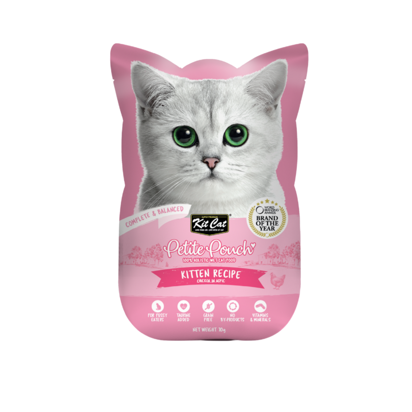 [24 Packs] Kit Cat Petite Pouch Kitten Chicken In Aspic 70g