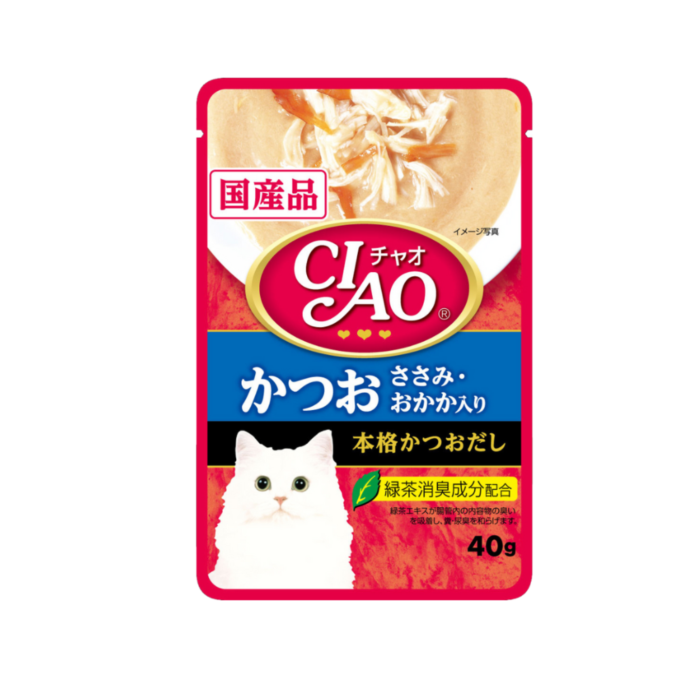 [16 Pouches] Ciao Creamy Soup Pouch - Tuna (Katsuo) & Chicken Filet Topping Dried Bonito 40g (CPIC-204)