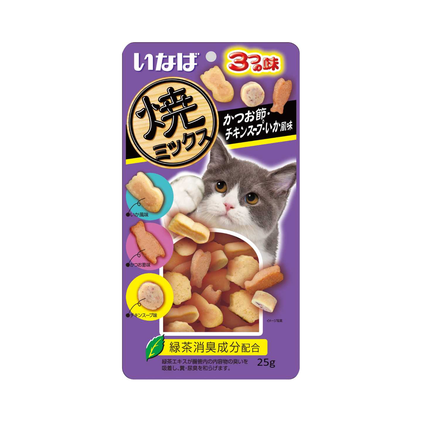 Ciao Soft Bits Tuna & Chicken Fillet Dried Bonito Chicken Soup & Squid Flavor 25g (CIQ122)