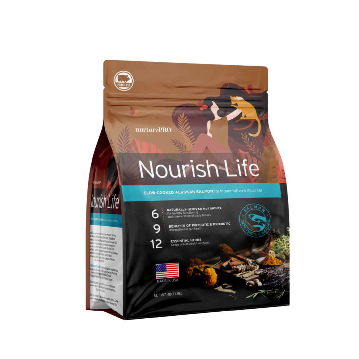 Nurture Pro Nourish Life Alaskan Salmon Indoor Kitten & Adult Dry Cat Food 4lbs
