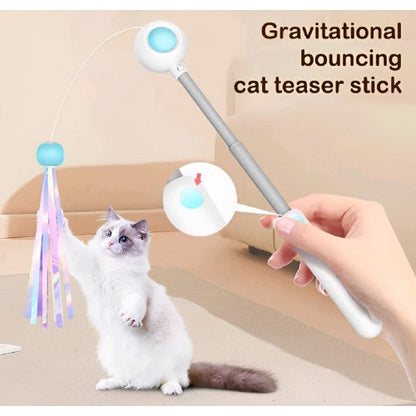 Petgravity 3-in-1 Retractable Cat Toy Retractable Wand With Laser (Pink)