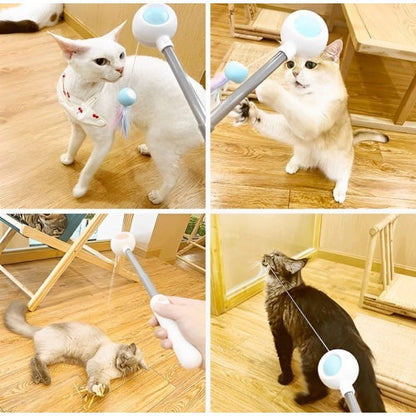 Petgravity 3-in-1 Retractable Cat Toy Retractable Wand With Laser (Pink)