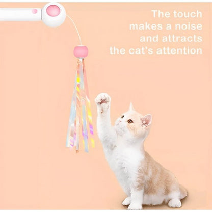 Petgravity 3-in-1 Retractable Cat Toy Retractable Wand With Laser (Pink)