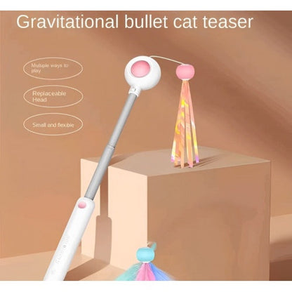 Petgravity 3-in-1 Retractable Cat Toy Retractable Wand With Laser (Pink)