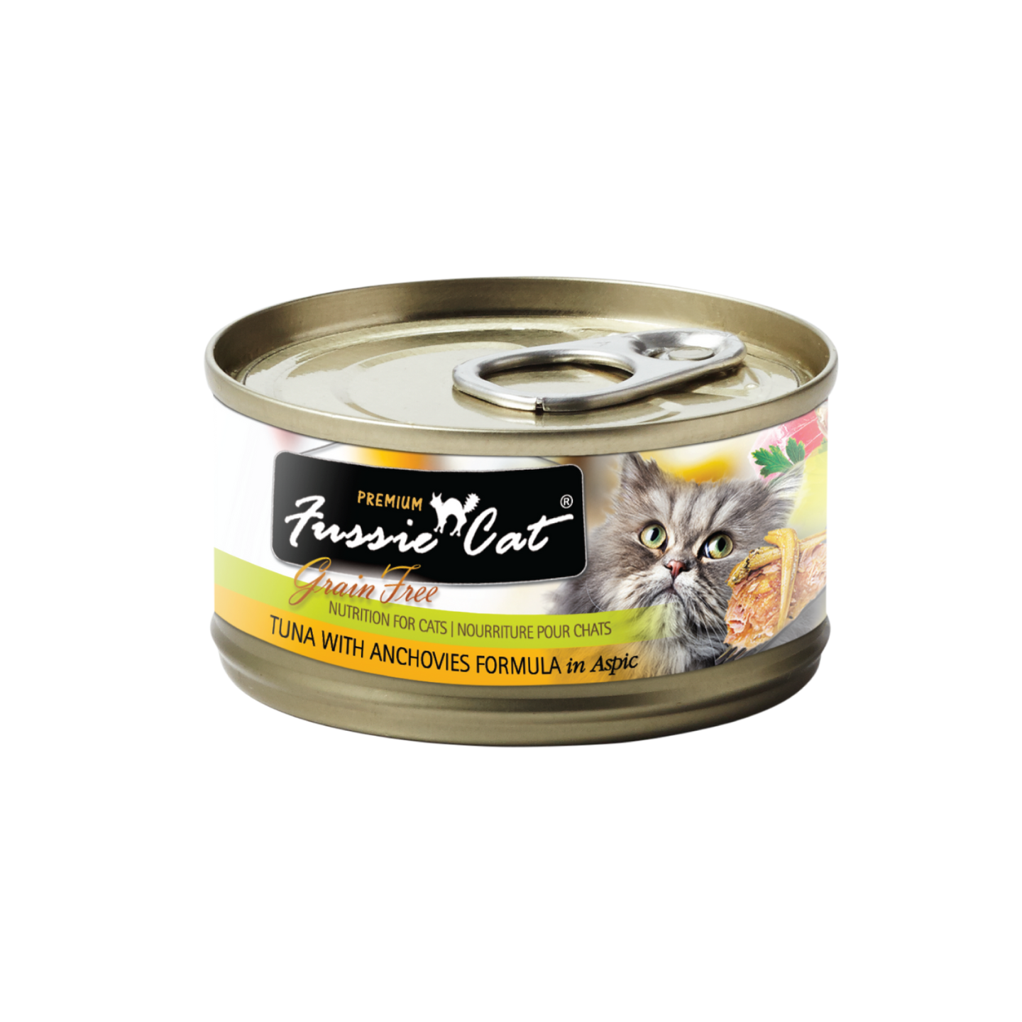 [24 Cans] Fussie Cat Black Label Tuna with Anchovies in Aspic 80g