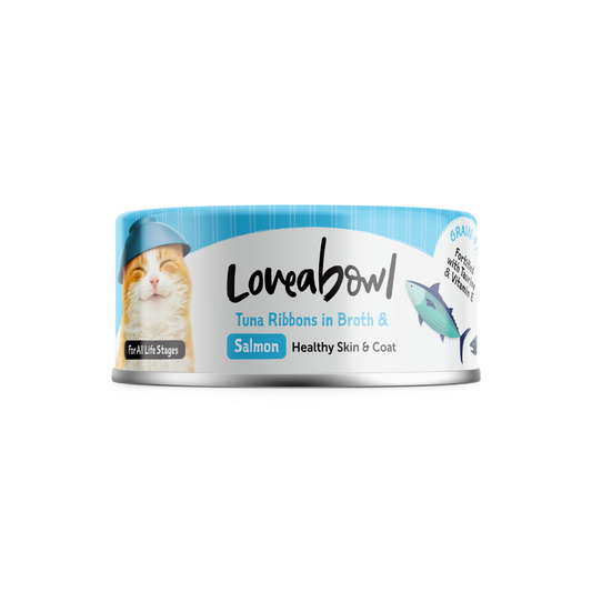 [24 Cans] Loveabowl Tuna Ribbons In Broth With Salmon 70g