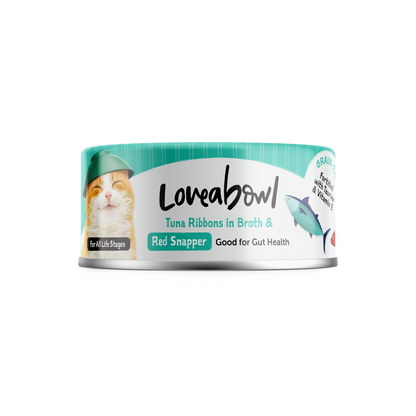 [24 Cans] Loveabowl Tuna Ribbons In Broth With Red Snapper 70g