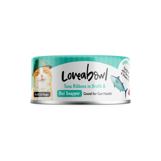 [24 Cans] Loveabowl Tuna Ribbons In Broth With Red Snapper 70g