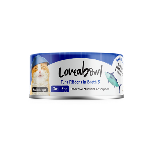 [24 Cans] Loveabowl Tuna Ribbons In Broth With Quail Egg 70g