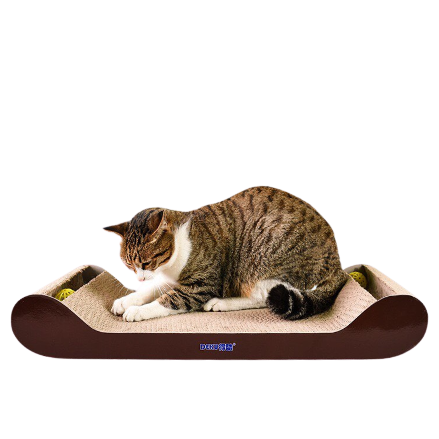 60cm Brown with Toy Cat Scratch Board - Durable Recyclable Cardboard with Catnip