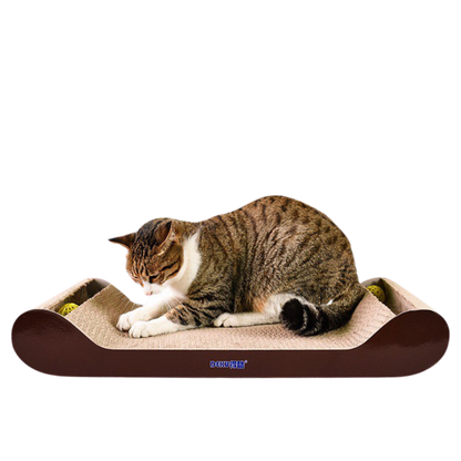 60cm Brown with Toy Cat Scratch Board - Durable Recyclable Cardboard with Catnip