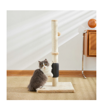 80cm Cat Scratcher Post with Self-Grooming Brush (Cream)