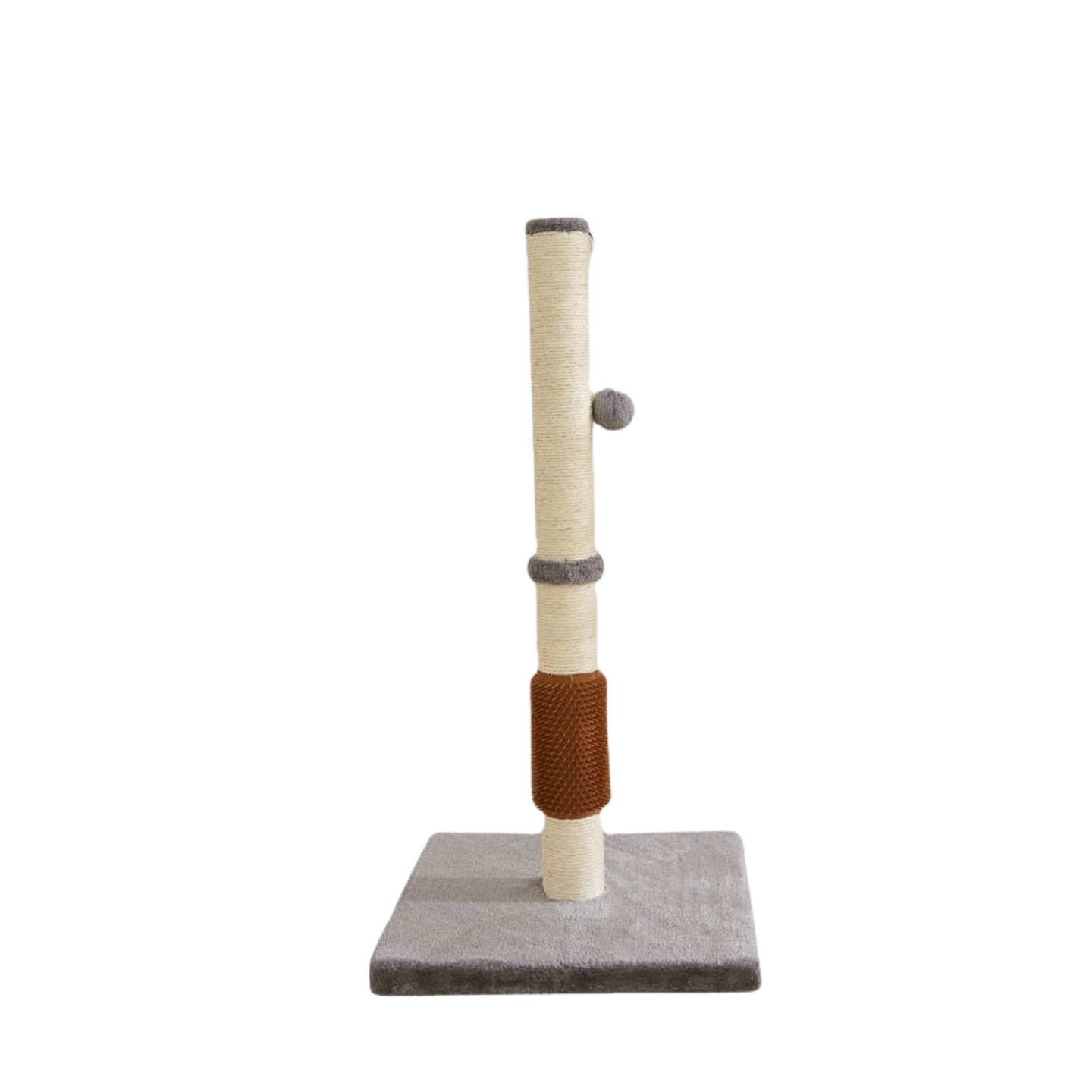 80cm Cat Scratcher Post with Self-Grooming Brush (Grey)