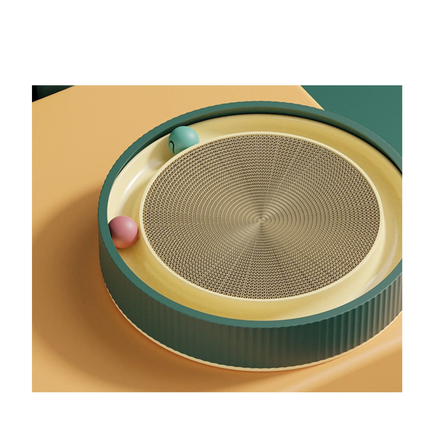 Interactive Cat Scratching Board with Ball & Scratch Bowl (Green/XL)