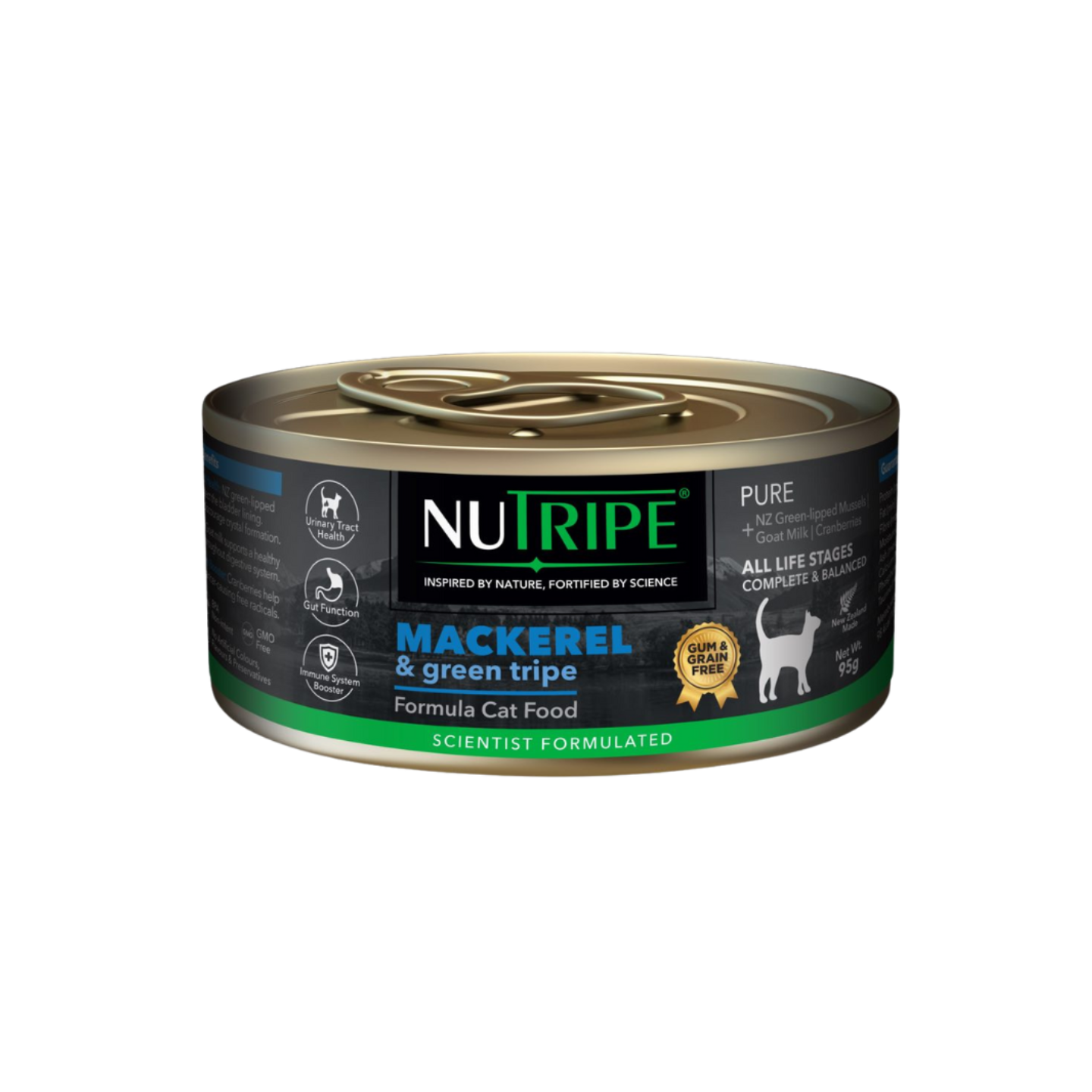 [24 cans] Nutripe Cat Pure Mackerel with Green Tripe Gum Free 95g