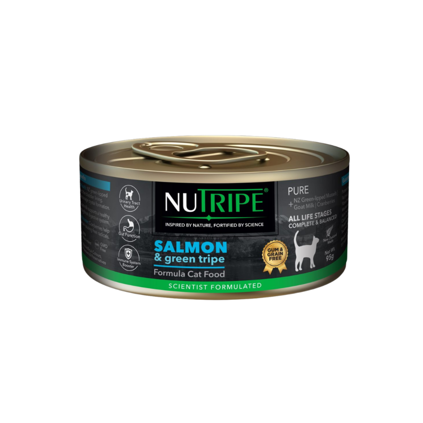 [24 cans] Nutripe Cat Pure Salmon with Green Tripe Gum Free 95g