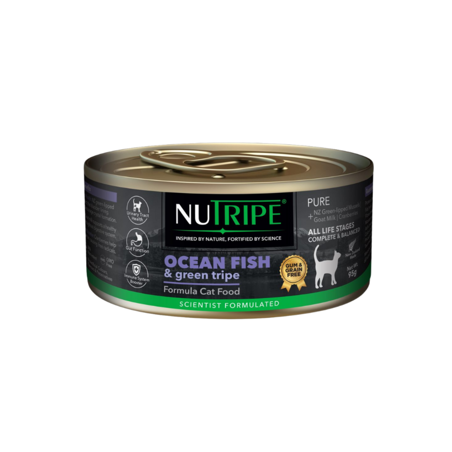[24 cans] Nutripe Cat Pure Ocean Fish with Green Tripe Gum Free 95g
