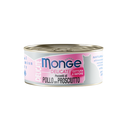 [24 Cans] Monge Delicate Chicken Flakes with Ham 80g