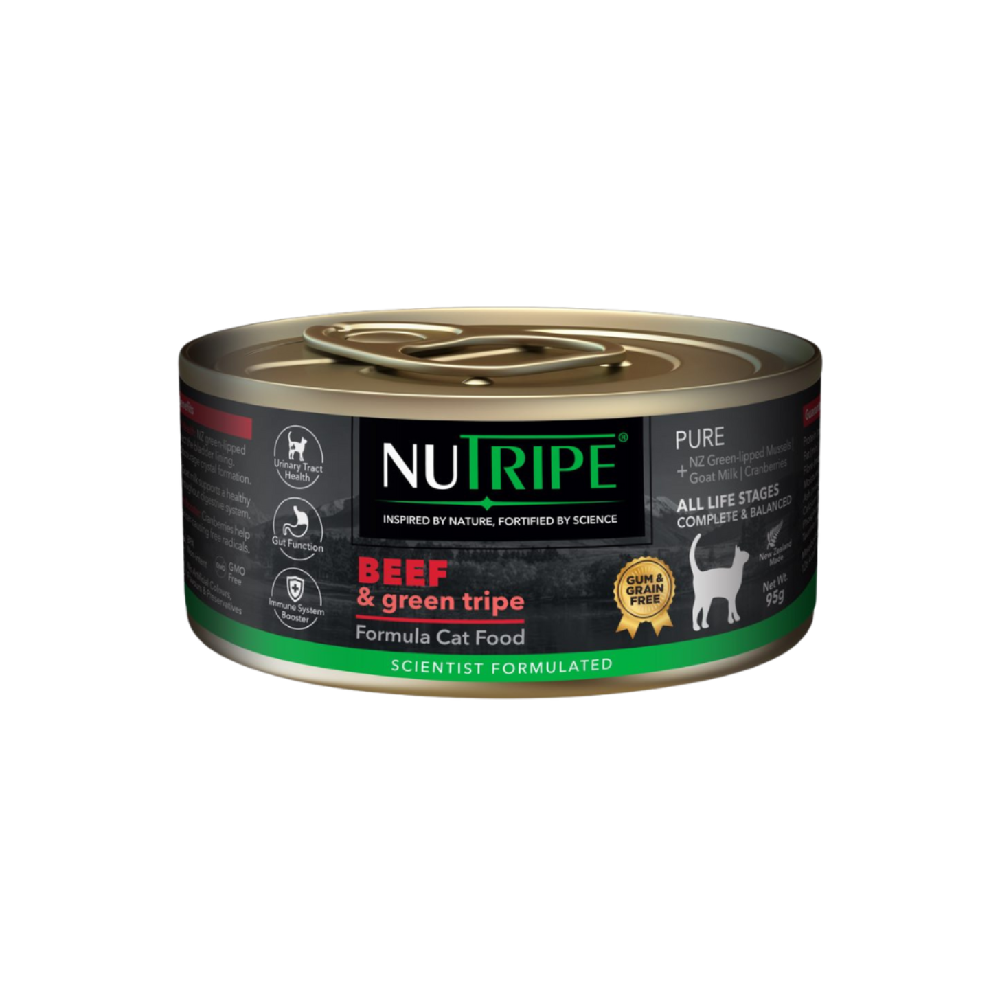 [24 cans] Nutripe Cat Pure Beef with Green Tripe Gum Free 95g