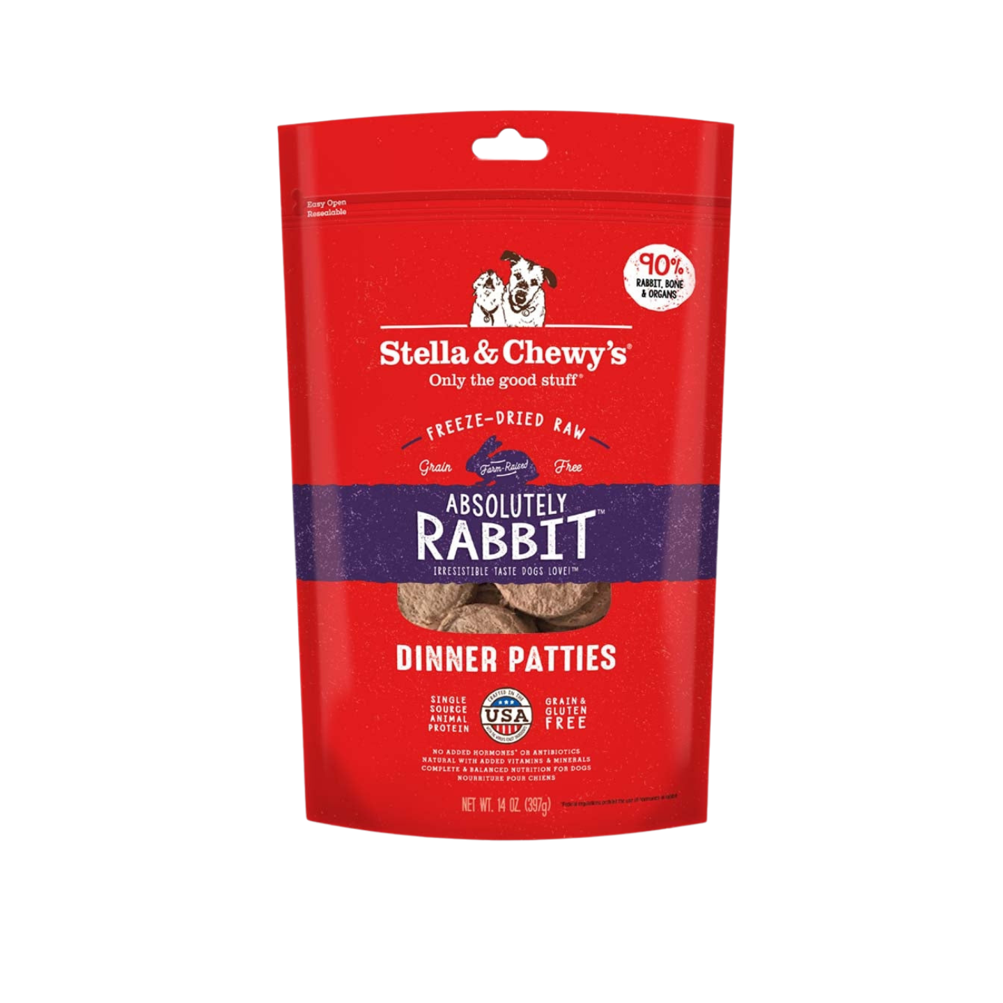 Stella & Chewy's Dog Freeze Dried Dinner Patties Absolutely Rabbit 14oz